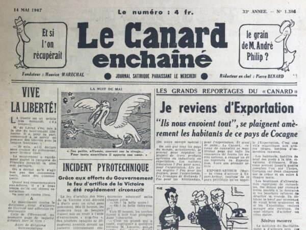 N° 1386 du Canard Enchaîné -  14 Mai 1947