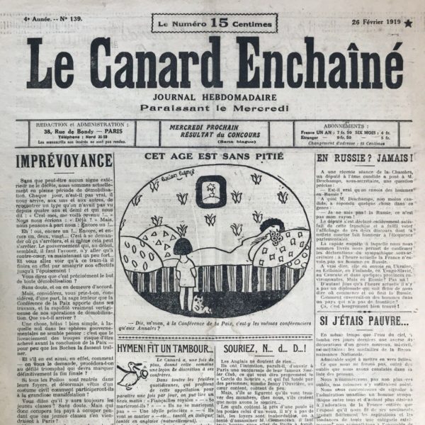 N° 139 du Canard Enchaîné -  26 Février 1919