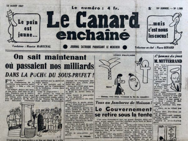 N° 1399 du Canard Enchaîné -  13 Août 1947