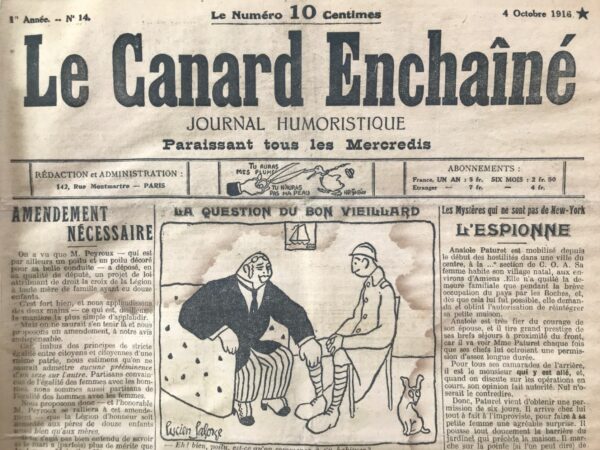 N° 14 du Canard Enchaîné -  4 Octobre 1916