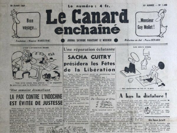 N° 1400 du Canard Enchaîné -  20 Août 1947