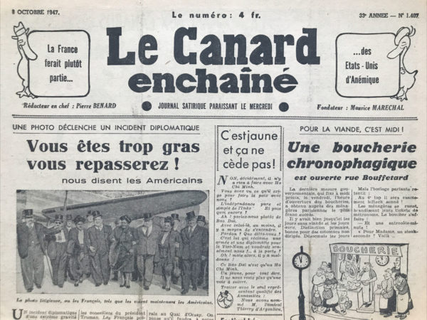 N° 1407 du Canard Enchaîné -  8 Octobre 1947
