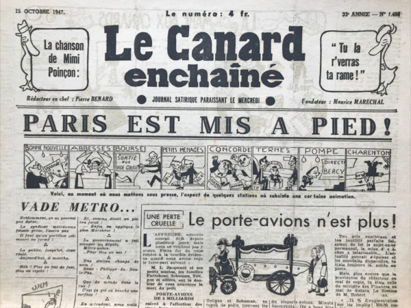 N° 1408 du Canard Enchaîné -  15 Octobre 1947
