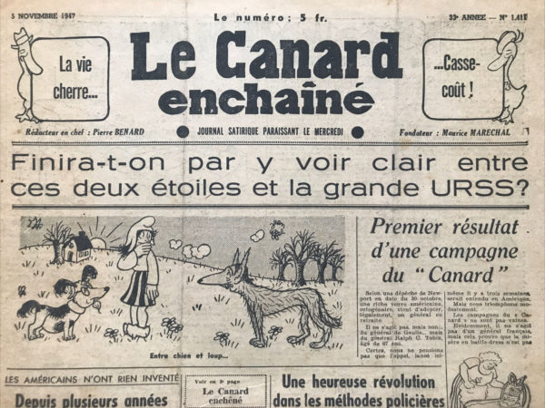 N° 1411 du Canard Enchaîné -  5 Novembre 1947
