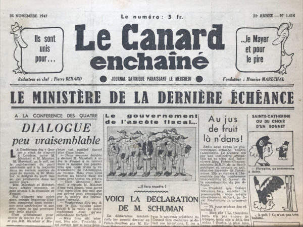 N° 1414 du Canard Enchaîné -  26 Novembre 1947