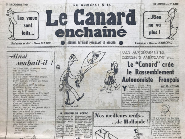 N° 1419 du Canard Enchaîné -  31 Décembre 1947