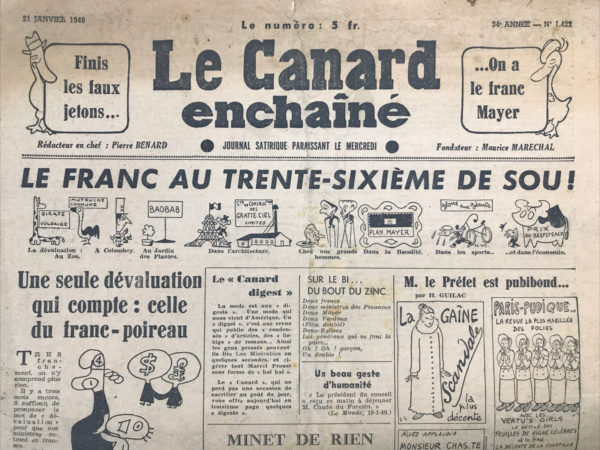 N° 1422 du Canard Enchaîné -  21 Janvier 1948
