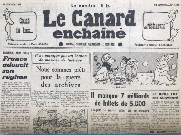 N° 1426 du Canard Enchaîné -  18 Février 1948