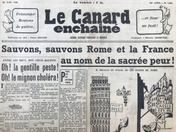 N° 1431 du Canard Enchaîné -  24 Mars 1948