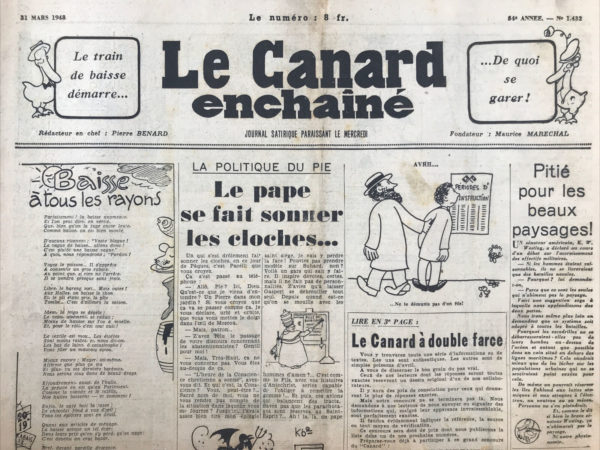 N° 1432 du Canard Enchaîné -  31 Mars 1948