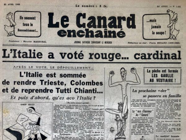 N° 1435 du Canard Enchaîné -  21 Avril 1948