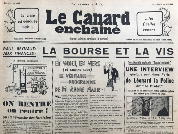 N° 1449 du Canard Enchaîné -  28 Juillet 1948