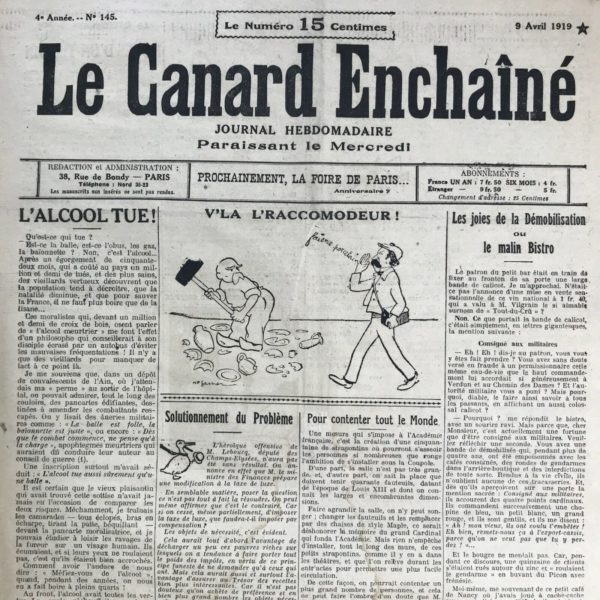 N° 145 du Canard Enchaîné -  9 Avril 1919
