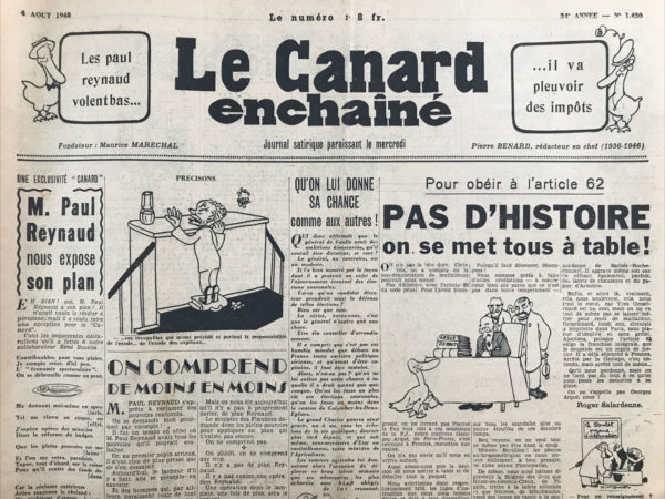 N° 1450 du Canard Enchaîné -  4 Août 1948