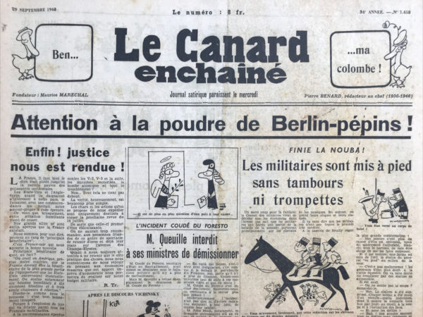 N° 1458 du Canard Enchaîné -  29 Septembre 1948