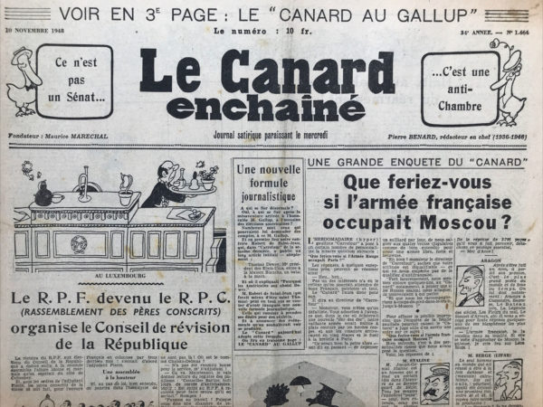 N° 1464 du Canard Enchaîné -  10 Novembre 1948