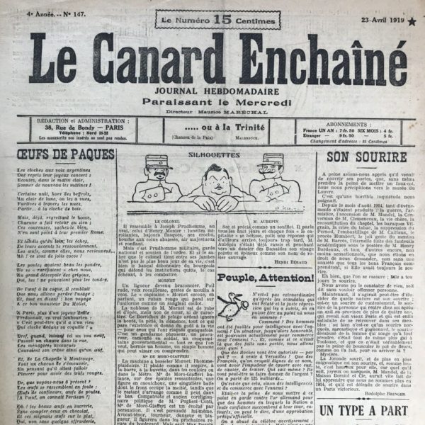 N° 147 du Canard Enchaîné -  23 Avril 1919