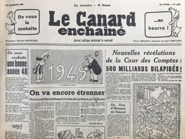 N° 1471 du Canard Enchaîné -  29 Décembre 1948