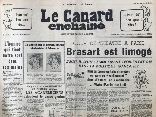 N° 1481 du Canard Enchaîné -  9 Mars 1949