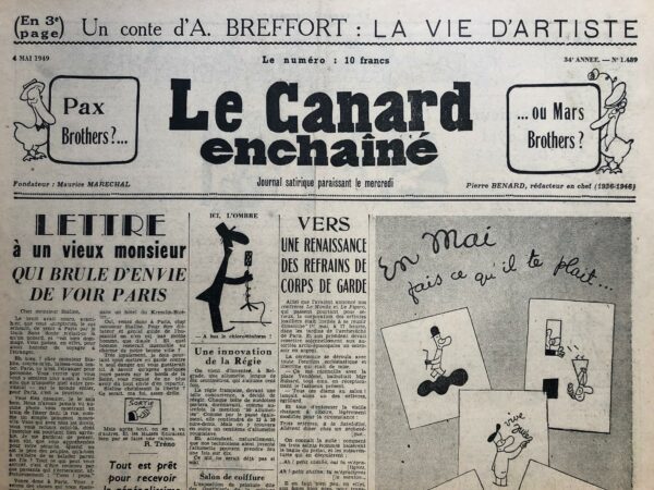 N° 1489 du Canard Enchaîné -  4 Mai 1949
