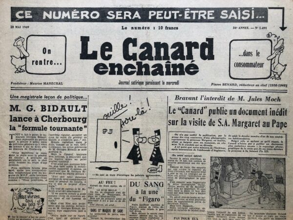 N° 1491 du Canard Enchaîné -  18 Mai 1949