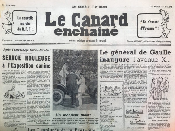 N° 1495 du Canard Enchaîné -  15 Juin 1949