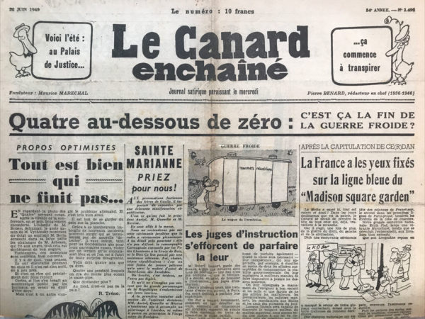 N° 1496 du Canard Enchaîné -  22 Juin 1949