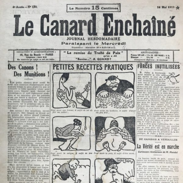 N° 150 du Canard Enchaîné -  14 Mai 1919