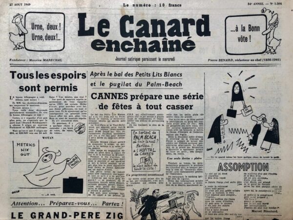 N° 1504 du Canard Enchaîné -  17 Août 1949