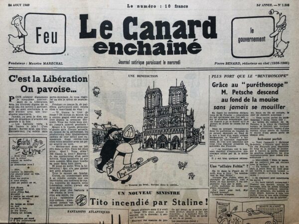 N° 1505 du Canard Enchaîné -  24 Août 1949