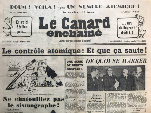 N° 1510 du Canard Enchaîné -  28 Septembre 1949