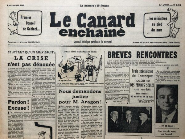 N° 1515 du Canard Enchaîné -  2 Novembre 1949