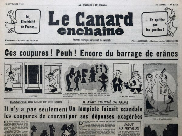 N° 1516 du Canard Enchaîné -  9 Novembre 1949