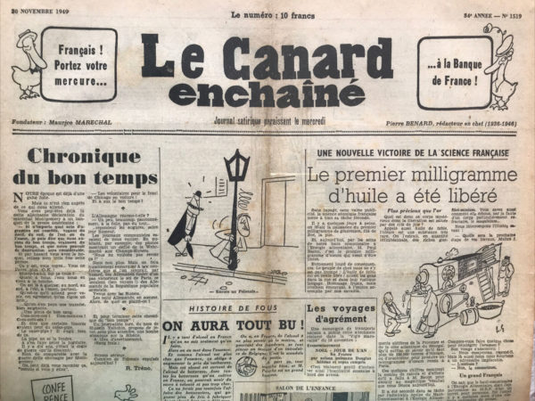 N° 1519 du Canard Enchaîné -  30 Novembre 1949