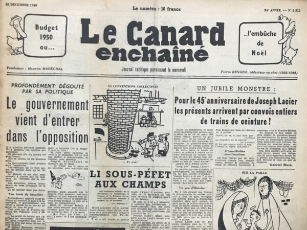 N° 1522 du Canard Enchaîné -  21 Décembre 1949