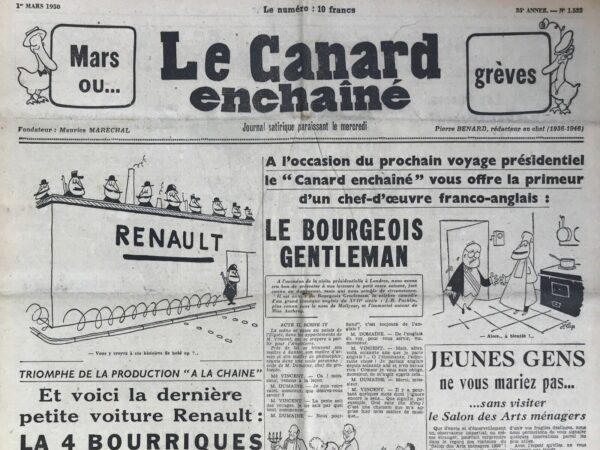 N° 1532 du Canard Enchaîné -  1 Mars 1950