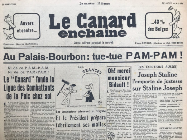 N° 1534 du Canard Enchaîné -  15 Mars 1950