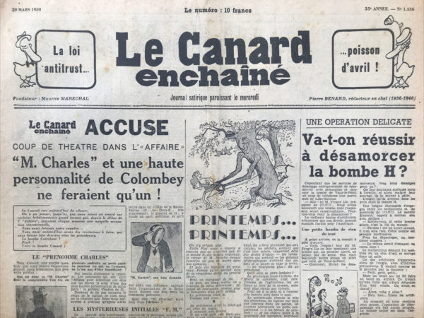 N° 1536 du Canard Enchaîné -  29 Mars 1950