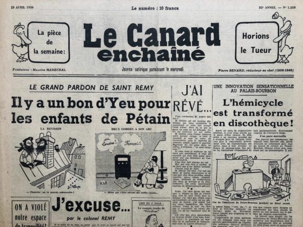 N° 1539 du Canard Enchaîné -  19 Avril 1950