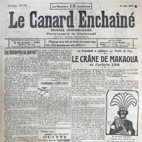 N° 154 du Canard Enchaîné -  11 Juin 1919