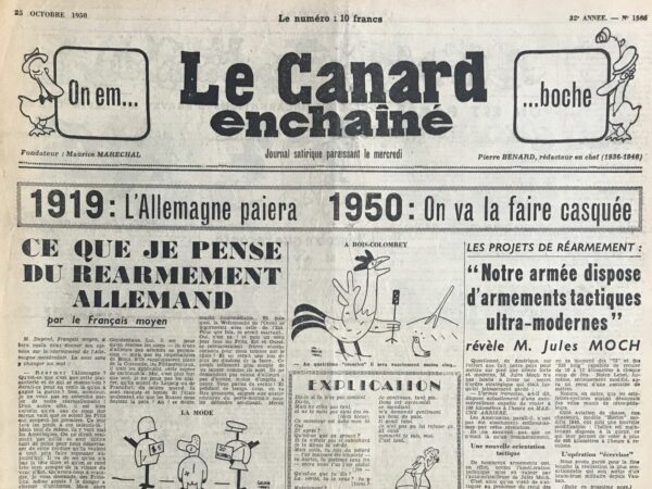 N° 1566 du Canard Enchaîné -  25 Octobre 1950