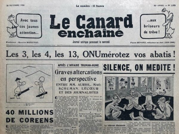 N° 1573 du Canard Enchaîné -  13 Décembre 1950