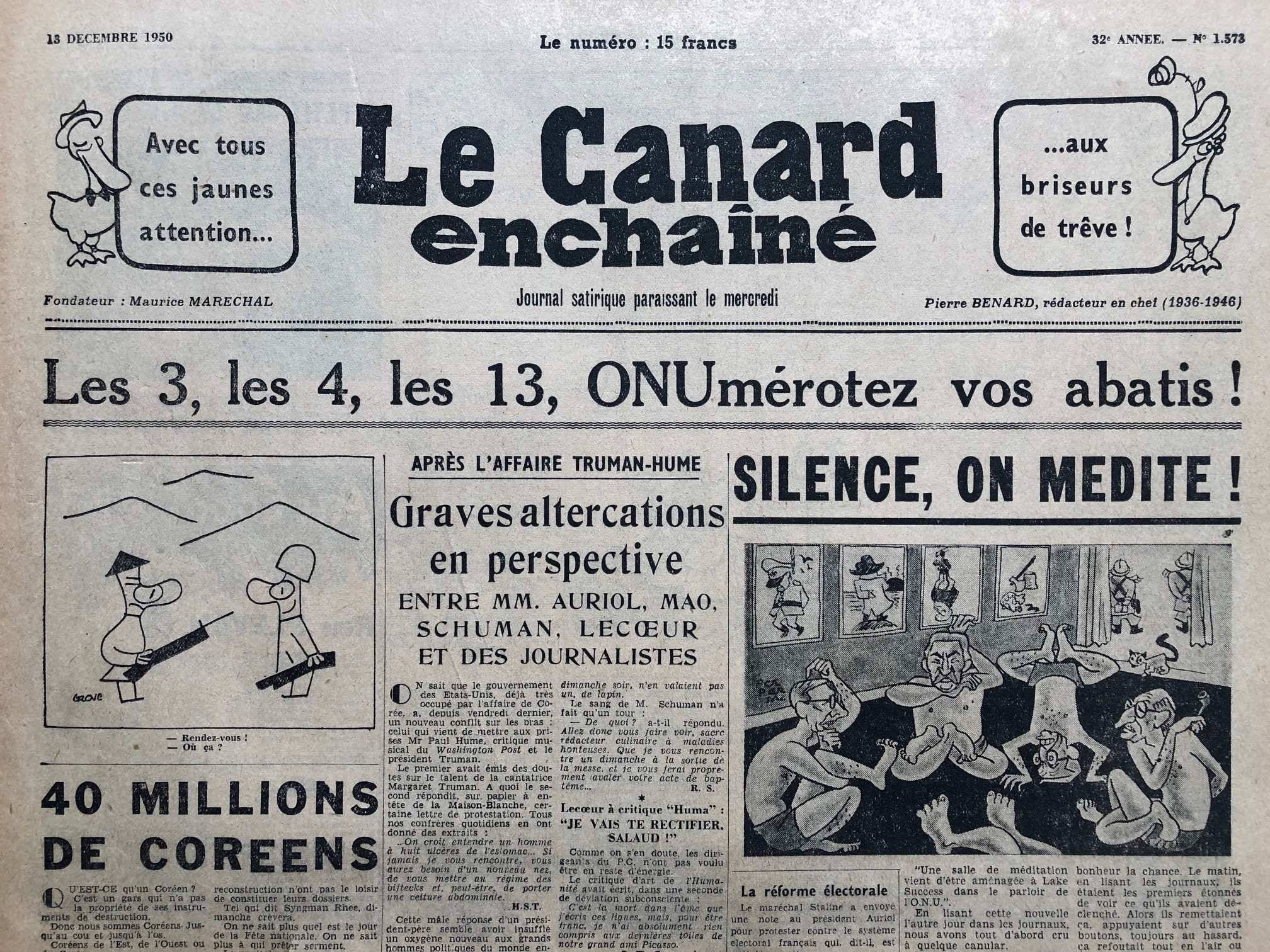 Couac ! | Acheter un Canard | Vente d'Anciens Journaux du Canard Enchaîné. Des Journaux Satiriques de Collection, Historiques & Authentiques de 1916 à 2004 ! | 1573 1