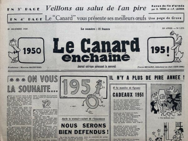 N° 1575 du Canard Enchaîné -  27 Décembre 1950