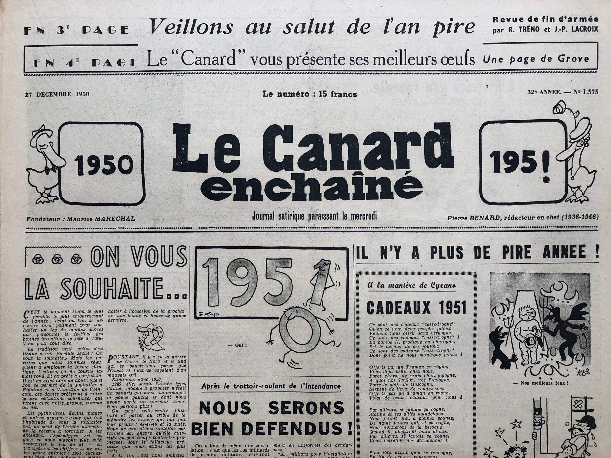 Couac ! | Acheter un Canard | Vente d'Anciens Journaux du Canard Enchaîné. Des Journaux Satiriques de Collection, Historiques & Authentiques de 1916 à 2004 ! | 1575 1