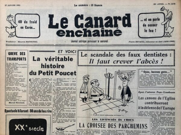 N° 1578 du Canard Enchaîné -  17 Janvier 1951