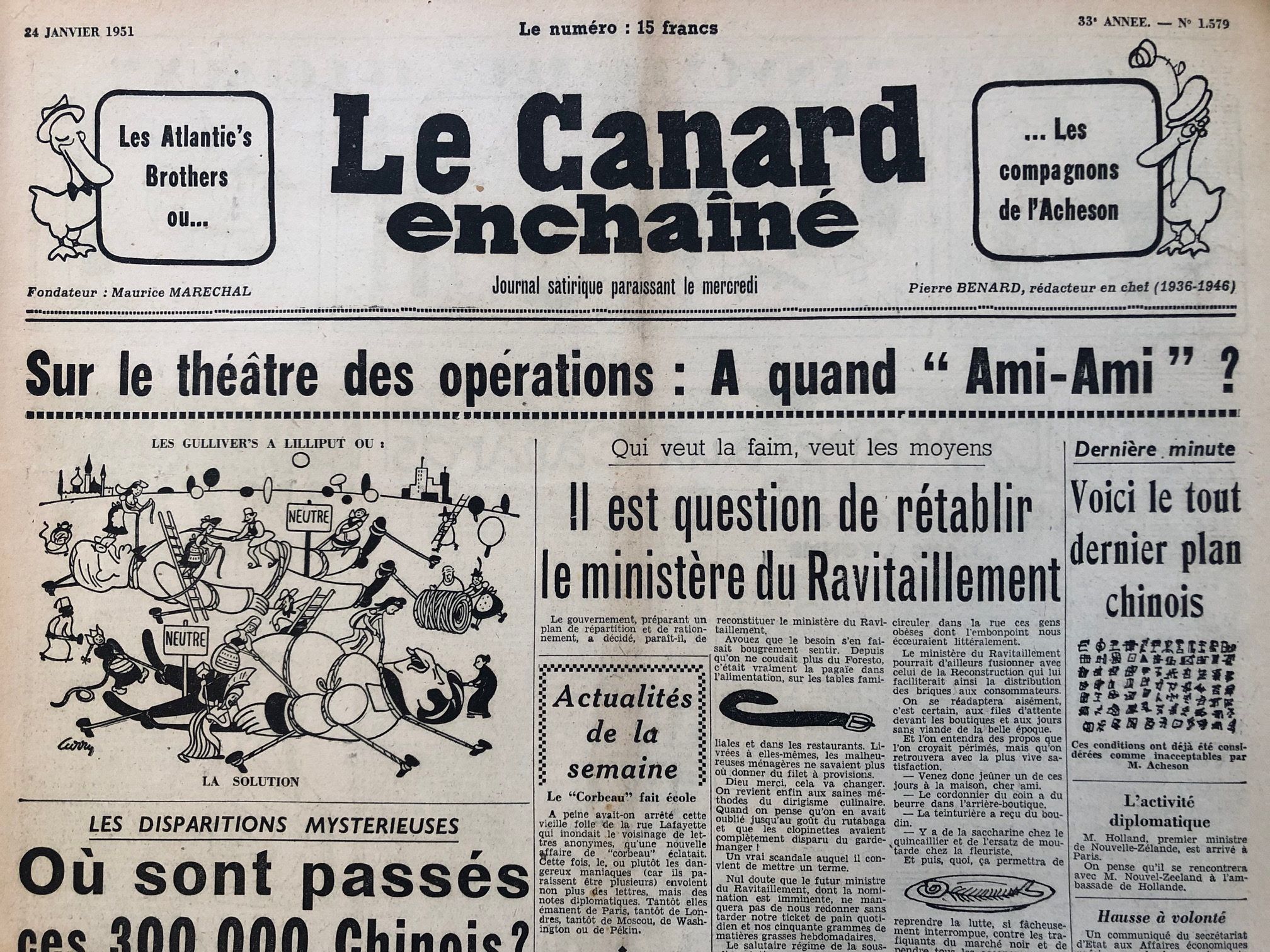Couac ! | Acheter un Canard | Vente d'Anciens Journaux du Canard Enchaîné. Des Journaux Satiriques de Collection, Historiques & Authentiques de 1916 à 2004 ! | 1579 1