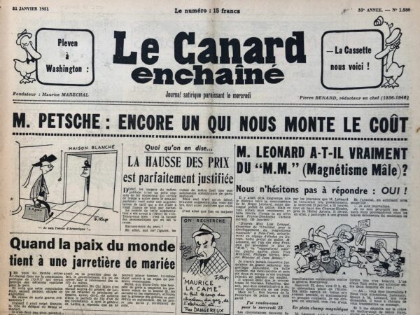 N° 1580 du Canard Enchaîné -  31 Janvier 1951