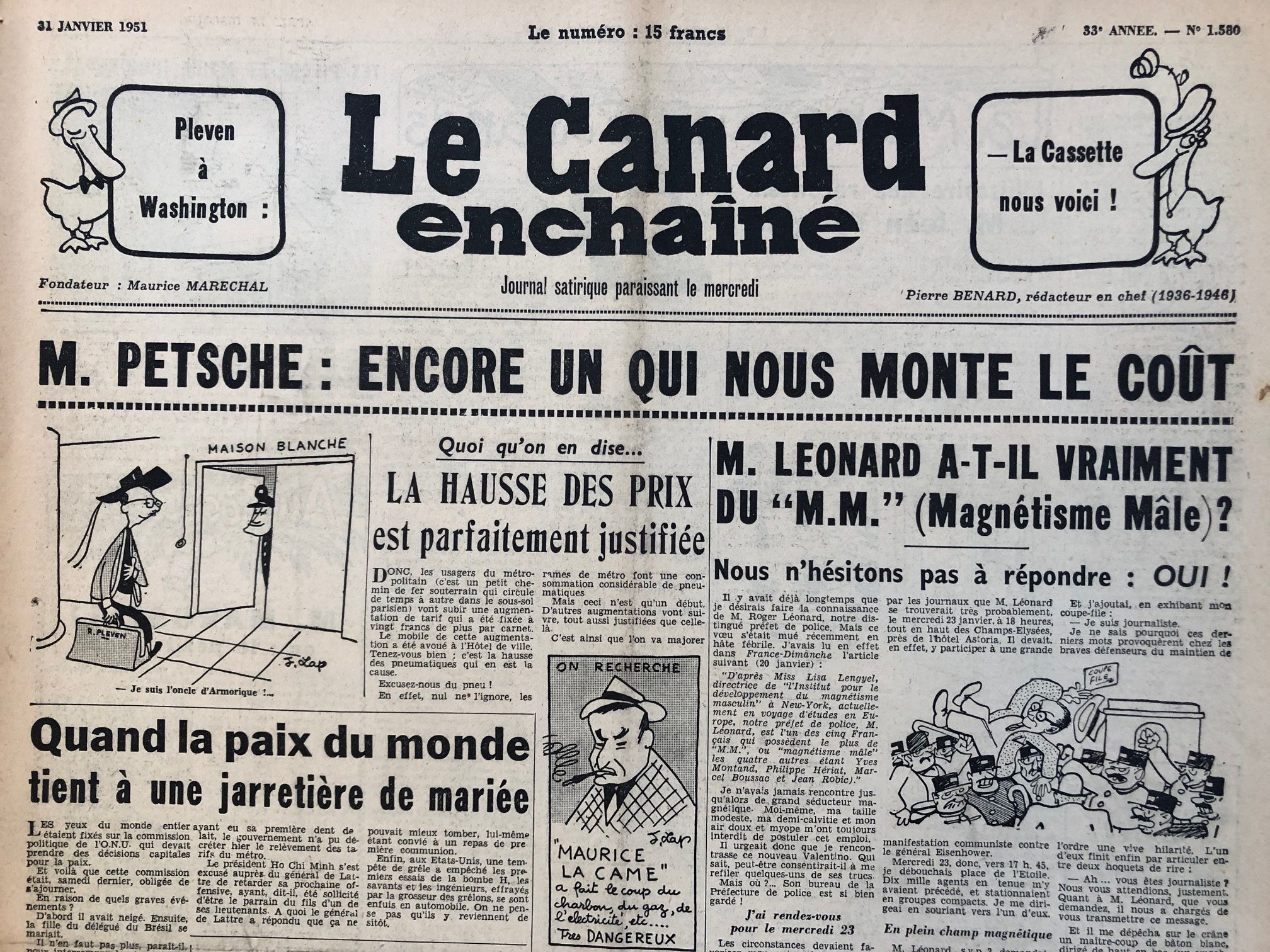 Couac ! | Acheter un Canard | Vente d'Anciens Journaux du Canard Enchaîné. Des Journaux Satiriques de Collection, Historiques & Authentiques de 1916 à 2004 ! | 1580 1