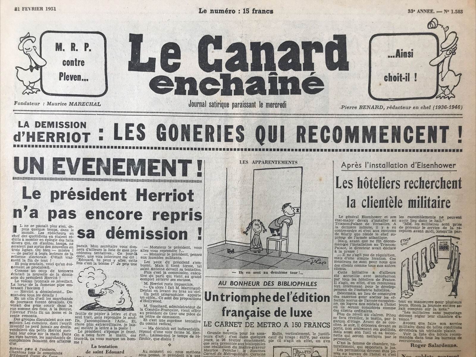 Couac ! | Acheter un Canard | Vente d'Anciens Journaux du Canard Enchaîné. Des Journaux Satiriques de Collection, Historiques & Authentiques de 1916 à 2004 ! | 1583